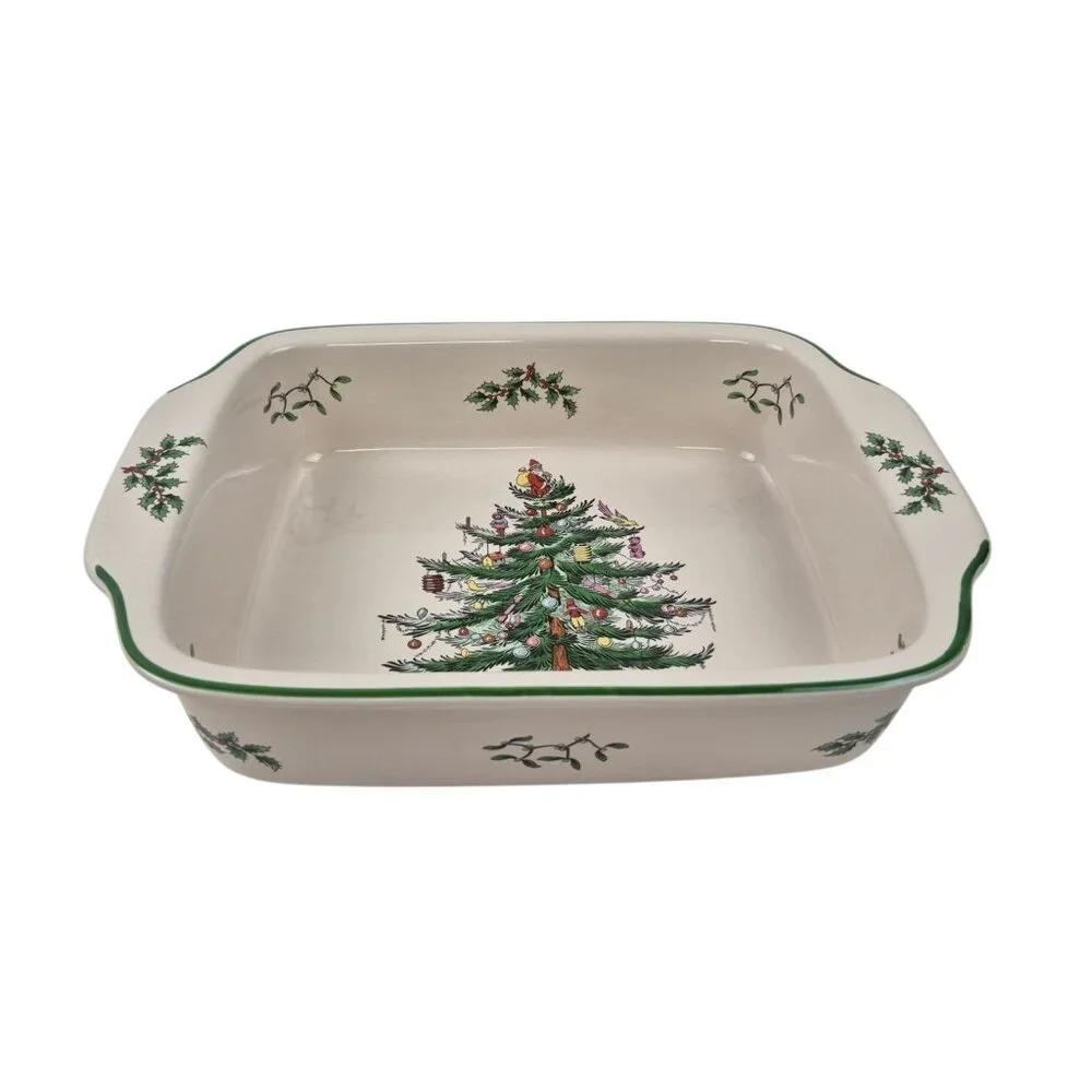 Spode Christmas Tree Rectangular Handled Dish S3324-A10 NIB 12 x 9.5 in Holiday - Picture 6 of 10